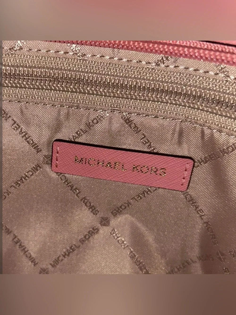 Michael Kors Cream and Pink MK Logo Tote
